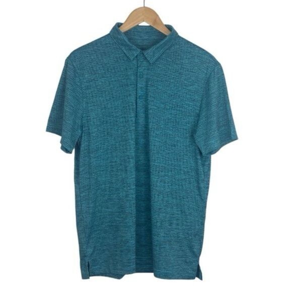 Zella mens Green Driver Performance Golf Polo Marled Teal Porcelain Melange US M - Picture 2 of 9